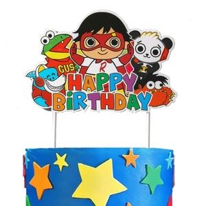 Ryan’s World birthday banner and cake topper